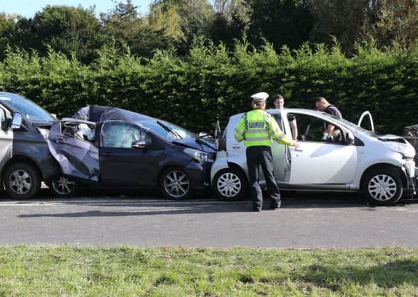 Vehicles involved in the crash on the A29 at Adversane