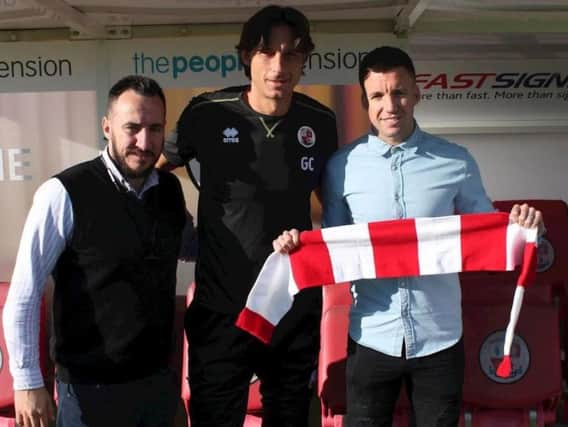 Director of Football Selim Gaygusuz, Gabriele Cioffi and Jimmy Smith. Picture courtesy of Crawley Town