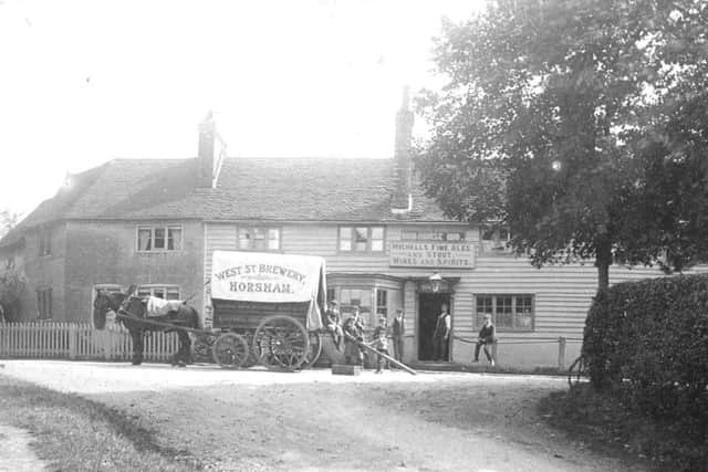 The original Dun Horse pub clapperboard building before it was replaced with the existing pub