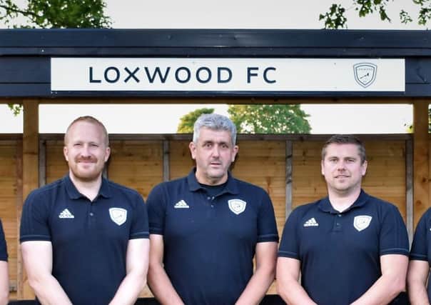 Loxwood secretary Matt Camp, chairman Mark Lacey and outgoing manager Gareth Neathey