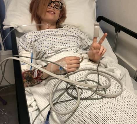 Jessica Newman pictured in early 2018 following surgery at Princes Grace Hospital  (Credit: Jessica Newman/SWNS)