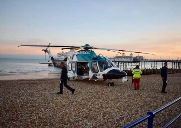The air ambulance at Eastbourne beach. Picture: Dan Jessup