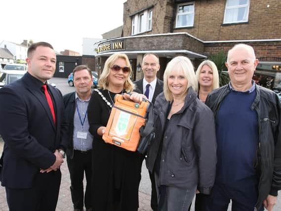 The new defibrillator has been installed at The Bridge Inn in Shoreham