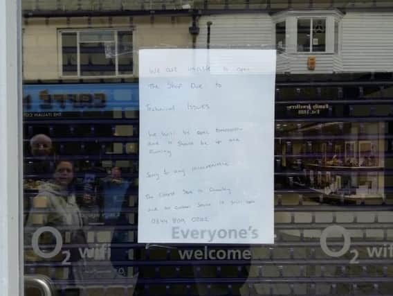 The notice on the shop window