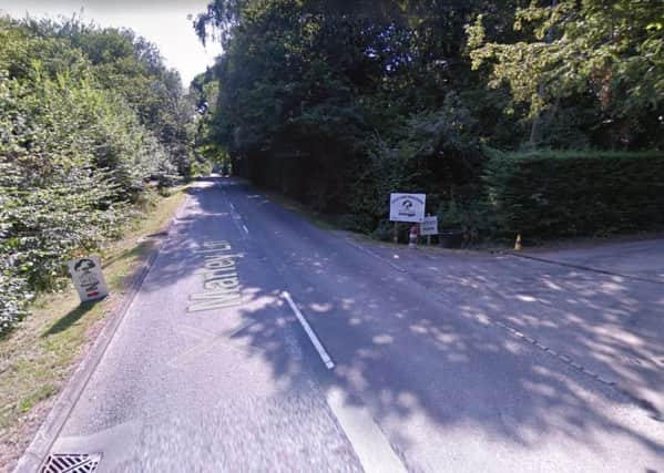 Petitioners want the speed limit reduced for Marley Lane between the Petley Wood ridiing stables and the Marley Lane Grain Store (photo form Google Maps Street View)