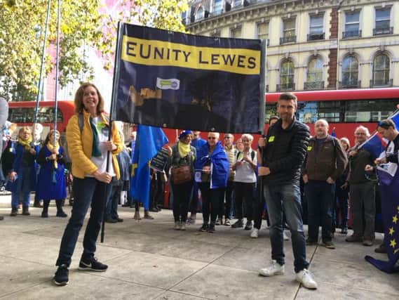 The EUnity Lewes banner on the streets of London