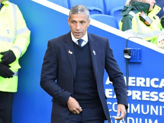 Brighton & Hove Albion manager Chris Hughton on the sidelines against Wolves. Pictures by PW Sporting Photography