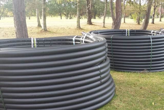 Some of the piping being used for the new irrigation system at Highwoods Golf Club