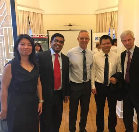 Dr Zheng, Dr Pannala, British Ambassador Gareth Ward, Dr Duong Ngoc Tu from the Vietnam Academy of Science and Technology, and Professor Smart.