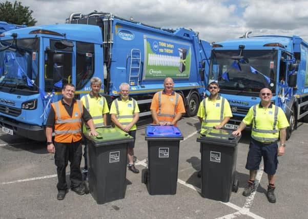 Refuse collectors at the launch of the new fleet of waste collection vehicles