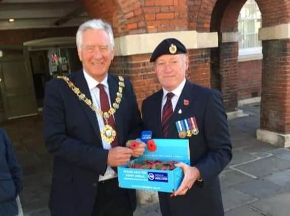 Chichester mayor Martyn Bell with Chichester Poppy Appeal organiser Paul Gaffney. Picture contributed