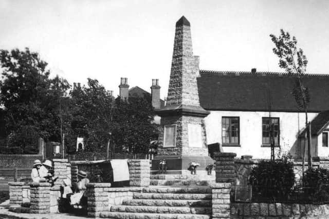 Southwick War Memorial was built of reused concrete fragments from the army encampment