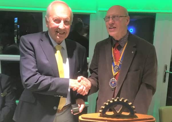 Littlehampton Rotary Club president Bruce Green welcomes new member Bart Bond