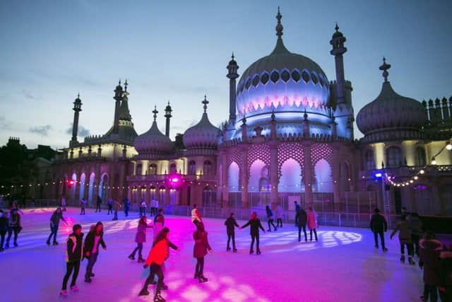Skaters enjoy the spectacular backdrop of the Royal Pavilion in Brighton at last year's ice rink launch (Photograph: David McHugh/Brighton Pictures)