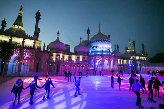 Skaters enjoy the spectacular backdrop of the Royal Pavilion in Brighton at the ice rink last year (Photograph: David McHugh/Brighton Pictures)