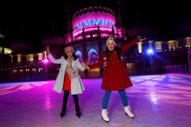 Ambika Parkin and Madelaine Wood, enjoying the grand opening of Brighton's Royal Pavilion Ice Rink in 2016 (Photograph: Sam Stephenson)