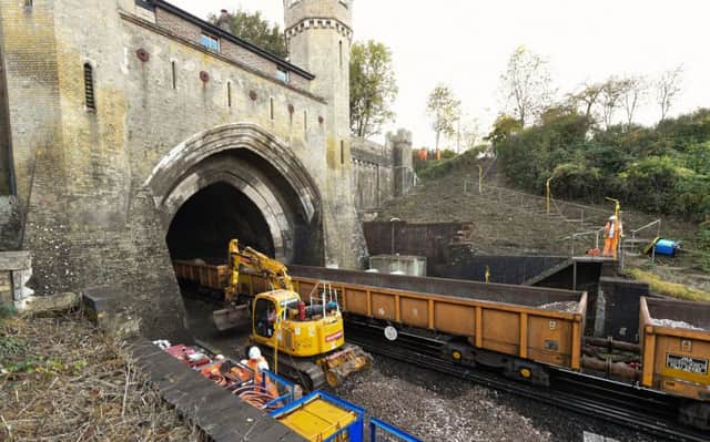 Work to upgrade Clayton Tunnel on the Brighton Mainline during October (Photograph: Network Rail)