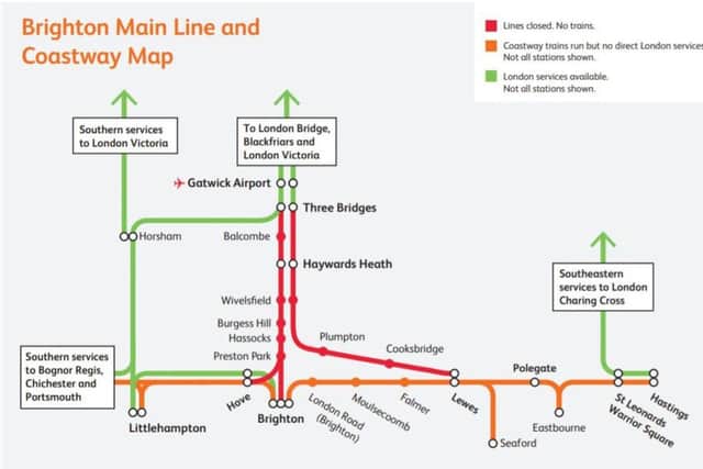 A map of the closures during Network Rail engineering works