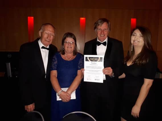 Alec Stephens, Candy Vaughn, Alan Shuttleworth and Ginny Sanderson at the UK Heart Safe Awards 2018 representing the Eastbourne Heart Beat Campaign