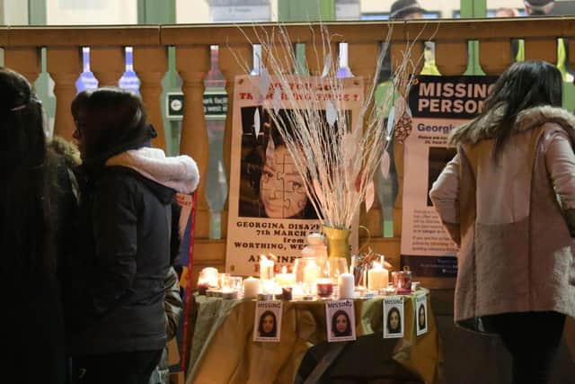 A vigil was held for Georgina Gharsallah outside Worthing railway station last night
