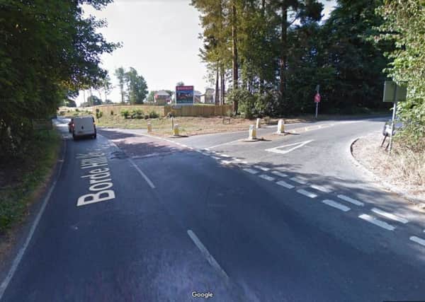Proposed site of new roundabout at junction of Balcombe Road,  Borde Hill Lane and Hanlye Lane (photo from Google Maps Street View).