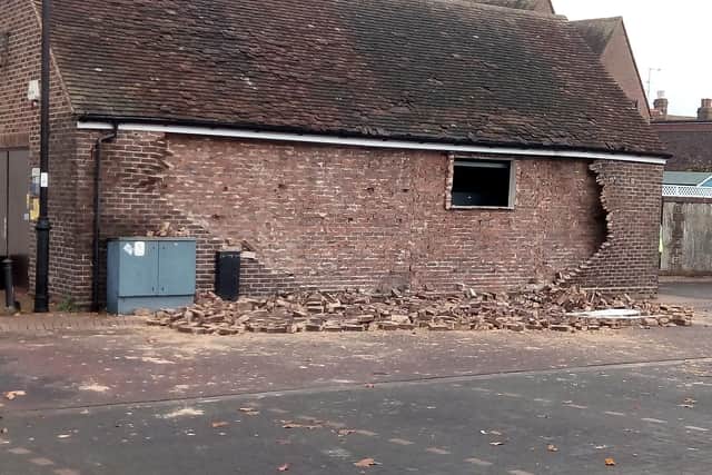 Damage to the power station in the Cattlemarket carpark