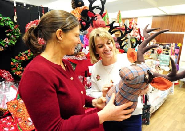 Karen Russell showing Nuni Gerard-Pearse one of her creations at last year's Jamie's Wish Christmas craft and gift fair. Picture: Kate Shemilt ks171460-1