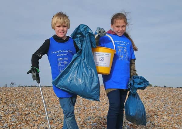 Jake and sister Ava who did a 10k beach clean to raise funds for The Sara Lee Trust SUS-180511-112742001