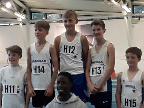 The Horsham Blue Stars Harriers U13 boys bronze medal relay team