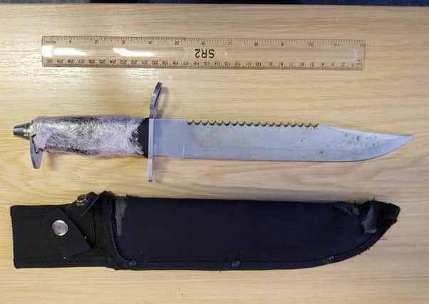 Police seized the knife during a patrol yesterday SUS-180211-134036001