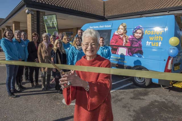 Dame Jacqueline Wilson joins East Sussex County Council's fostering service team to launch their new information van in a bid to recruit foster carers and supported lodgings providers