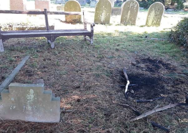 Vandalism at Broadwater cemetery. Photo: Worthing Borough Council