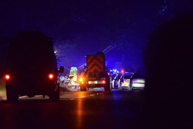 Bexhill Road was closed both ways after a collision last night. Photo by Dan Jessup