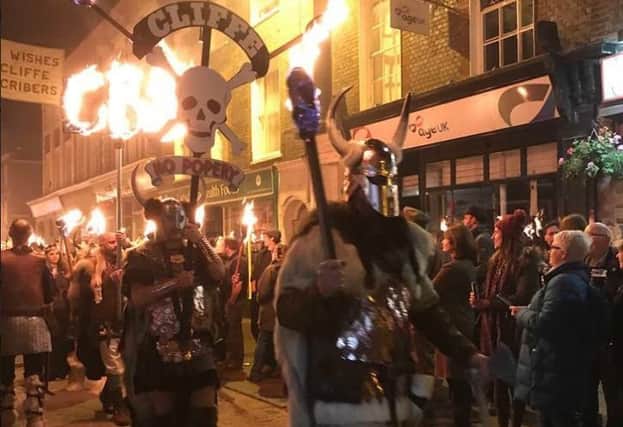 Cliffe Bonfire Society on the march. Photograph by Lyndsey Cambridge