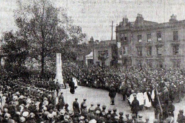 The Horsham war memorial is unveiled in 1921