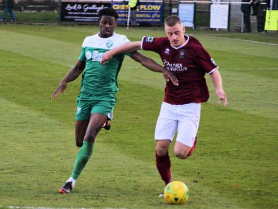 Mason Walsh on the ball for Bognor at Leatherhead / Picture by Darren Crisp