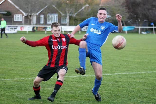 Action from Storrington's 2-1 home defeat to Southwick on Saturday in the Division 1 Cup. Picture by Derek Martin.