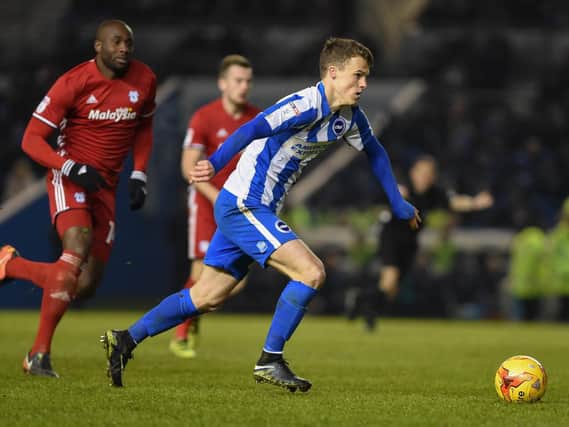 Solly March in action when Albion beat Cardiff 1-0 at the Amex in 2017. Picture by PW Sporting Photography