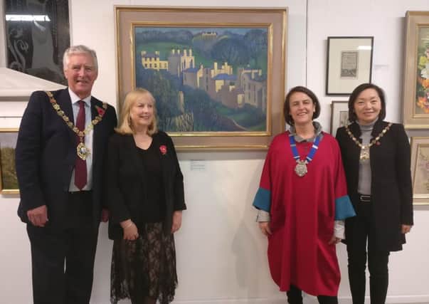 The mayor, Jan Hodes, Jane Cox, and the mayoress at the exhibition launch