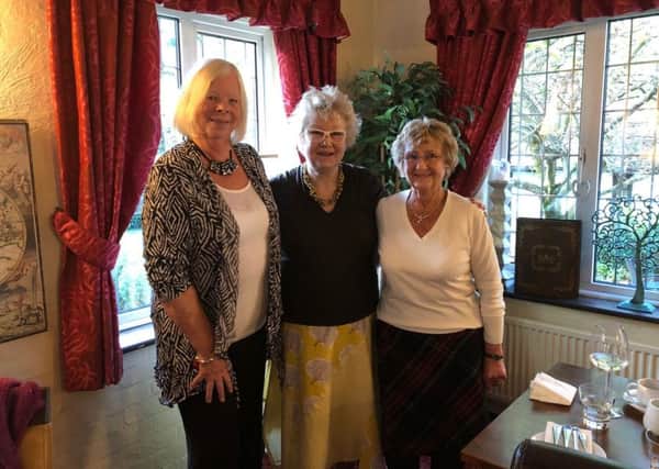 Jo Gatley (left) and Pat Snape (right) with guest speaker Susan Howe  at the Fryern Ladies' Probus Club's recent meeting at the Roundabout Hotel in West Chiltington SUS-180711-143711001