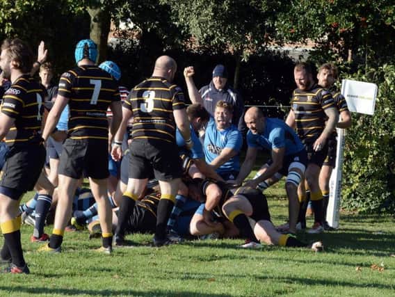 Chichester score an early try in the win over Cornish / Picture by Kate Shemilt