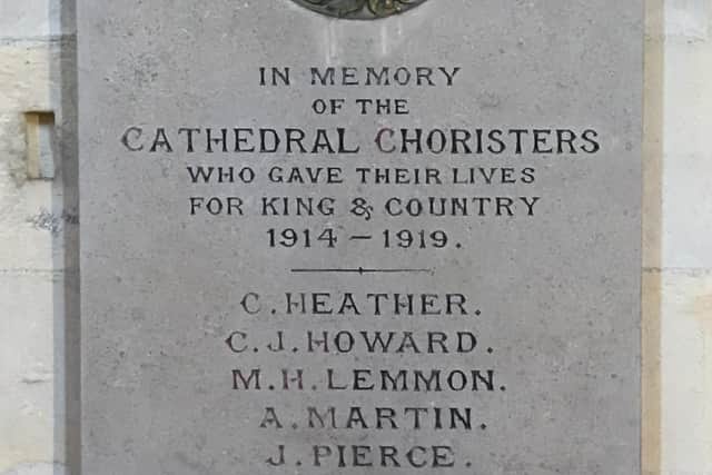 Chichester Chorister Memorial 1914-19. Courtesy of West Sussex CC Library Service