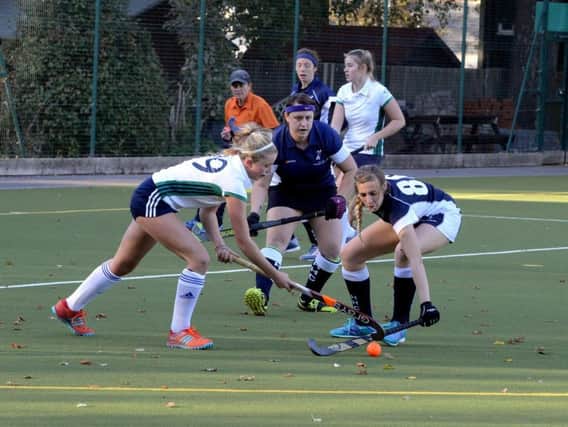 Maddie Hantris battles for possession for Chi's ladies' second team against Hailsham / Picture by Kate Shemilt