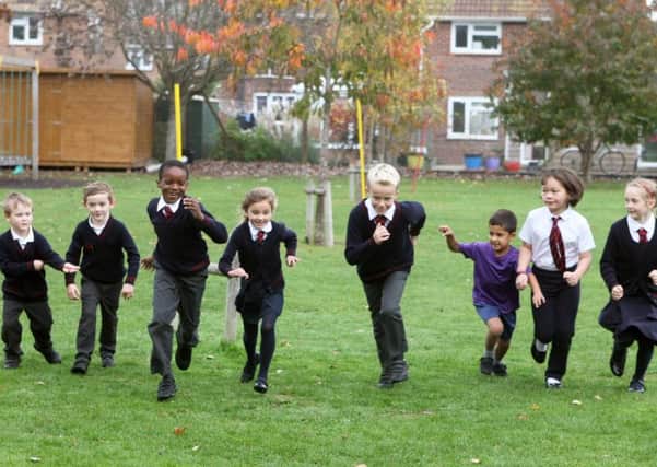 Pupils at Goring CE Primary School are excited about plans to create a Daily Mile running track. Picture: Derek Martin DM18110467a
