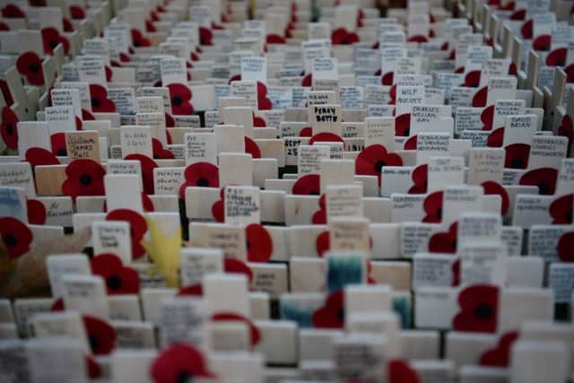 The Field of Remembrance at Westminster Abbey, which has been organised by the Poppy Factory and held in the grounds of Westminster Abbey since November 1928, ahead of The Duke of Sussex visit today. PRESS ASSOCIATION Photo. Picture date: Thursday November 8, 2018. See PA story MEMORIAL Armistice. Photo credit should read: Kirsty O'Connor/PA Wire