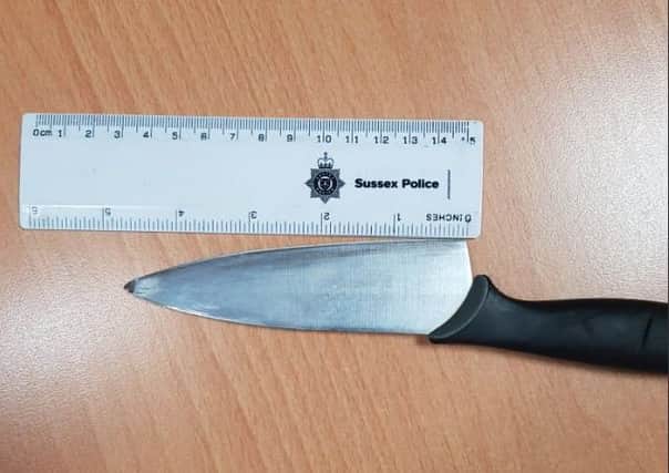 The knife was recovered in Montague Street. Photo: Adur and Worthing Police/Twitter
