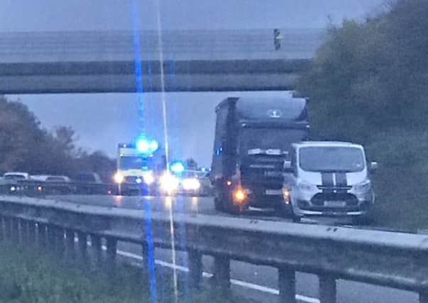 Emergency services at the scene on the A27 at Hangleton after a man reportedly fell from a bridge