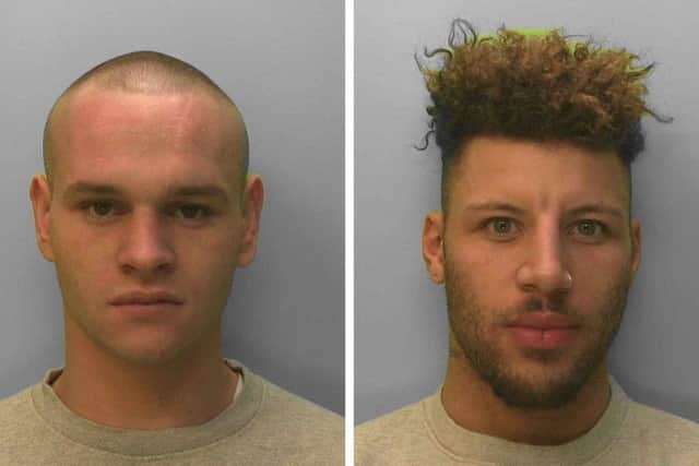 Tommy Howlett (left) and Bradley Allen were convicted of causing grievous bodily harm in their attack on Wayne Heys. Picture: Sussex Police