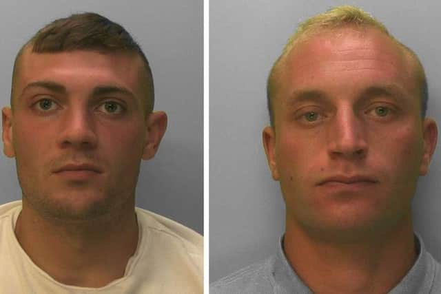 Joshua Bosley (left) and Billy Howlett were convicted alongside Katherine Olive of conspiracy to commit grievous bodily harm. Picture: Sussex Police