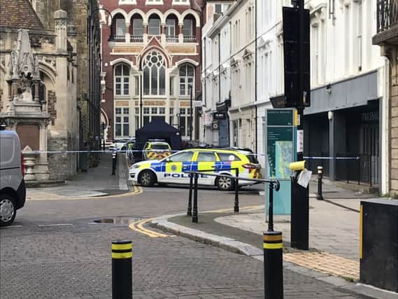 Police are investigating a serious assault in Trinity Street in Hastings. Picture by Daniel Burton